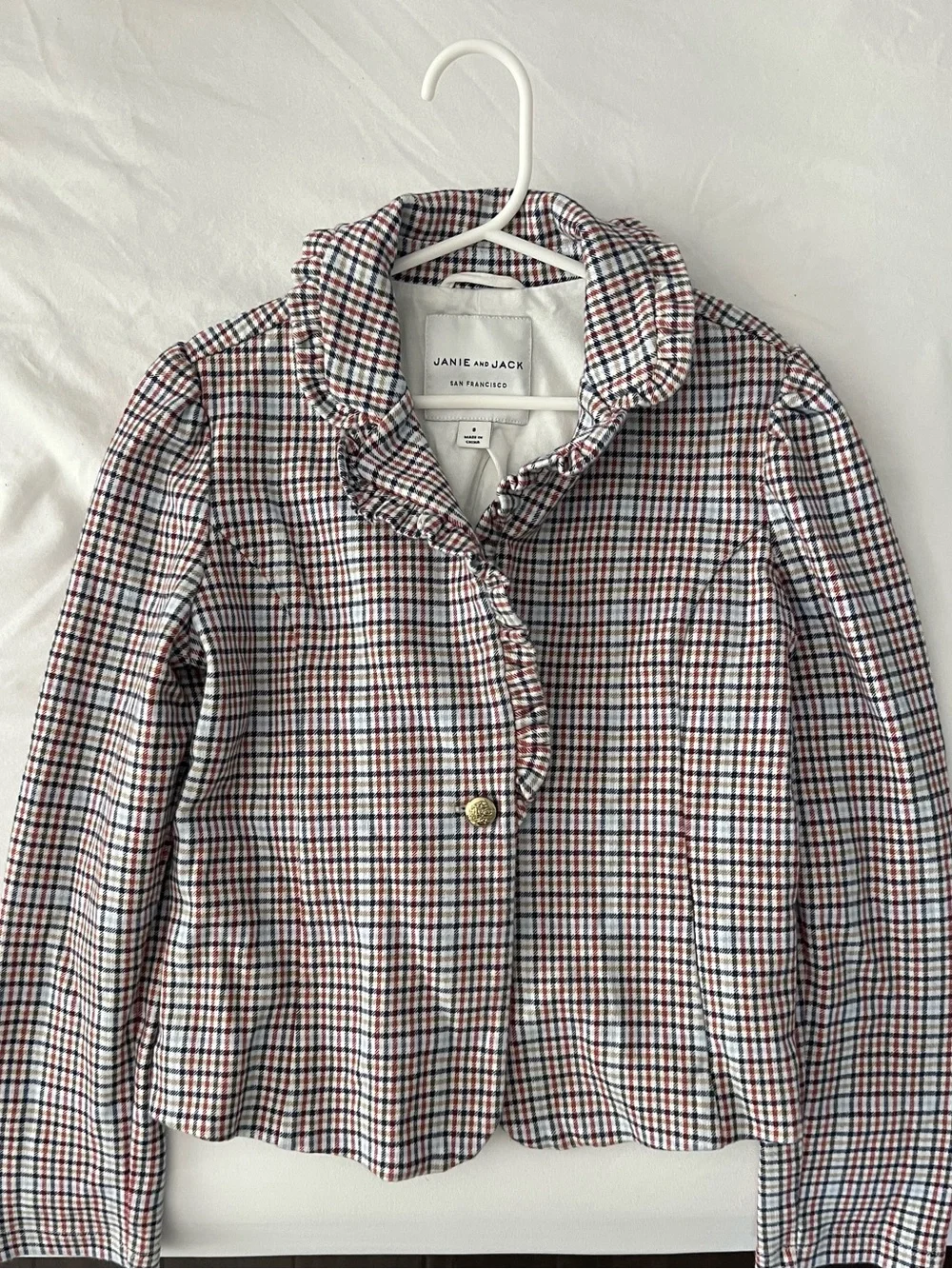 Plaid Ruffle Collar Women’s Jacket - Multicolor